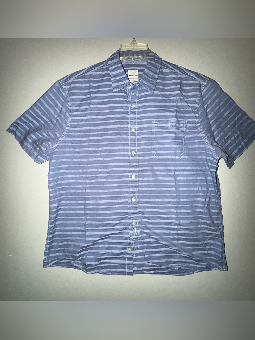 Title 201: Johnnie-O Hangin’ Out Blue Striped Button Front Shirt XL